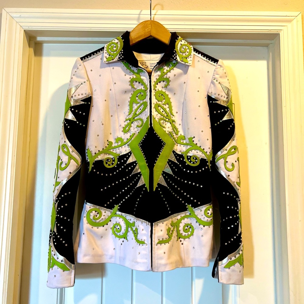 Beautiful Western Custom Show top shirt green/white